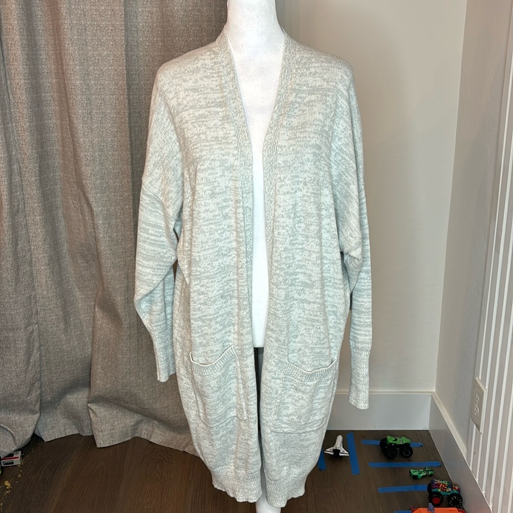 EXPRESS | Long Open Front Cardigan in Gray